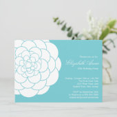 Modern Turquoise Dahlia Bloom Birthday Party Kaart (Staand voorkant)