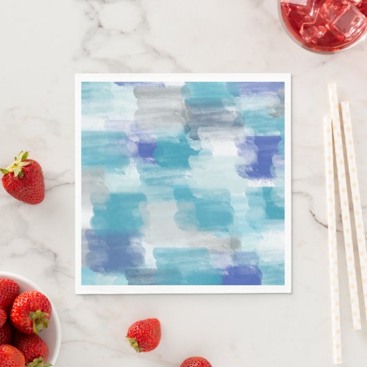 Modern turquoise en grijs aquarel abstracte kunst servet (Insitu)