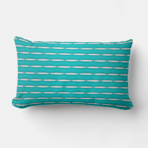Modern turquoise en wit gestreept patroon kussen
