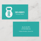 Modern Turquoise Fitness Personal Trainer Monogram Visitekaartje (Voorkant / Achterkant)