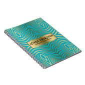 Modern Turquoise & Gold Zebra Stripes Pattern Notitieboek (Rechterzijde)