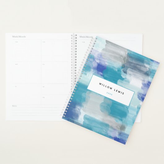Modern Turquoise Gray Waterverf Appointment Book Planner (Display)