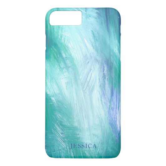Modern Turquoise Green Blue Abstract Brush Strokes Case-Mate iPhone Case (Achterkant)