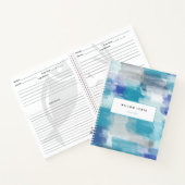 Modern Turquoise Grey Waterverf Recipe Cookbook Notitieboek (Binnen)