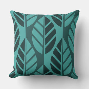Modern Turquoise Leaf Patterned Kussen
