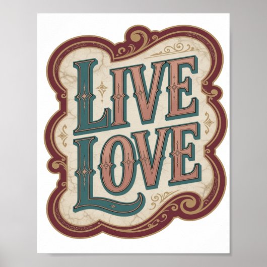 Modern Turquoise LIVE LOVE Design Poster (Voorkant)