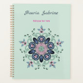 Modern turquoise Pink Floral Mandala Doodles  (Devant)