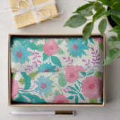 Modern Turquoise Pink Waterverf Floral Pattern Tissuepapier (Geschenk)