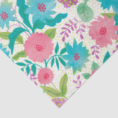 Modern Turquoise Pink Waterverf Floral Pattern Tissuepapier (Detail)