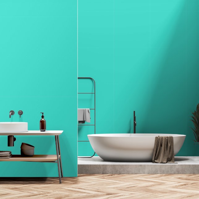 Modern Turquoise Plain Solid Color Blauwgroen Behang (Badkamer)