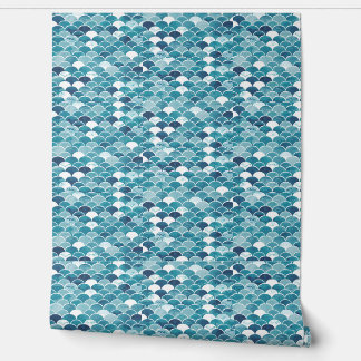 Modern Turquoise & Royal Blue Wildflower Floral Behang