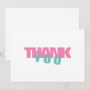 Modern Turquoise & Roze Gepersonaliseerd Dank u Bedankkaart