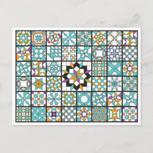 Modern Turquoise Sampler Quilt Briefkaart