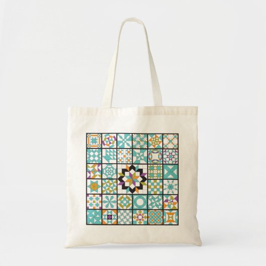 Modern Turquoise Sampler Quilt Canvas tas (Voorkant)