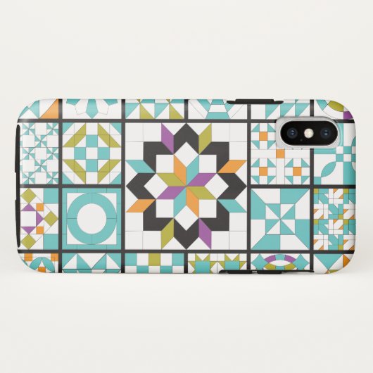 Modern Turquoise Sampler Quilt Case-Mate iPhone Case (Achterkant (horizontaal))