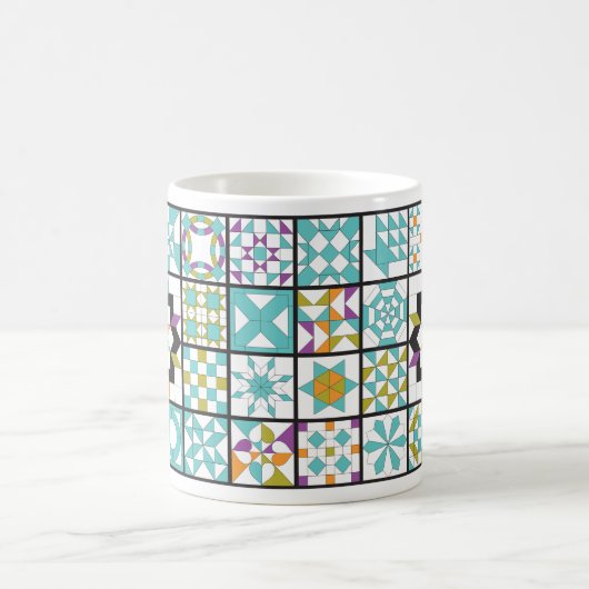 Modern Turquoise Sampler Quilt Coffee Mok (Center)