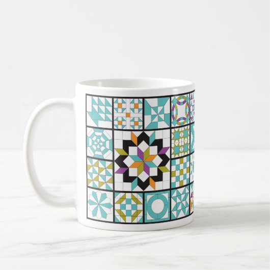 Modern Turquoise Sampler Quilt Coffee Mok (Links)