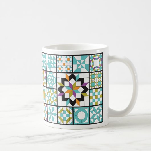 Modern Turquoise Sampler Quilt Coffee Mok (Rechts)