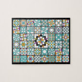 Modern Turquoise Sampler Quilt Legpuzzel (Horizontaal)