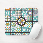 Modern Turquoise Sampler Quilt Mousepad Muismat (Met muis)