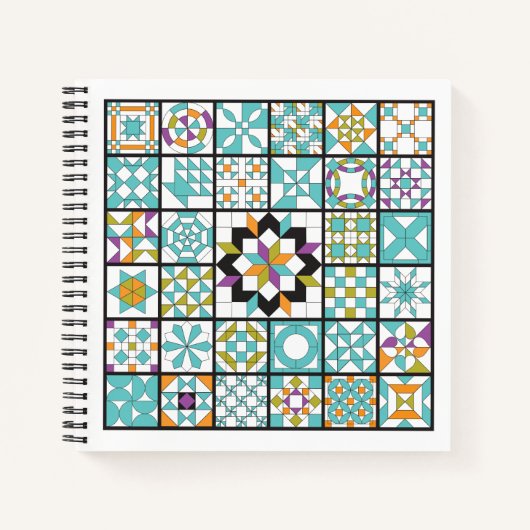 Modern Turquoise Sampler Quilt Notebook Notitieboek (Voorkant)