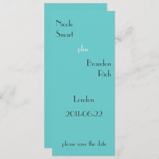 Modern Turquoise slaat de datum op Save The Date (Voorkant / Achterkant)