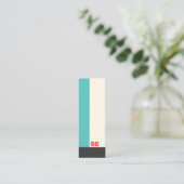 Modern Turquoise Stripe Mini Visitekaartje (Staand voorkant)