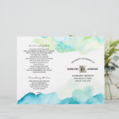 Modern Turquoise Waterverf Wedding Programs (Staand voorkant)