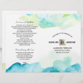Modern Turquoise Waterverf Wedding Programs (Voorkant / Achterkant)