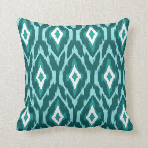 Modern turquoise white blauwgroen Ikat Tribal Patt Kussen