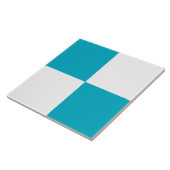 Modern Turquoise White Checkered Ceramic Tile Tegeltje (Zijkant)