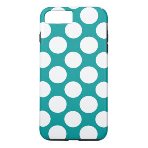 Modern Turquoise White Polka Dots Pattern iPhone 8 Plus / 7 Plus Hoesje