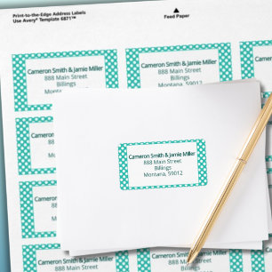 Modern Turquoise Witte Stippen Adres Etiket