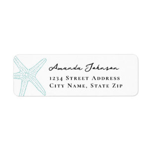 Modern Turquoise Zeester Retouradres Label