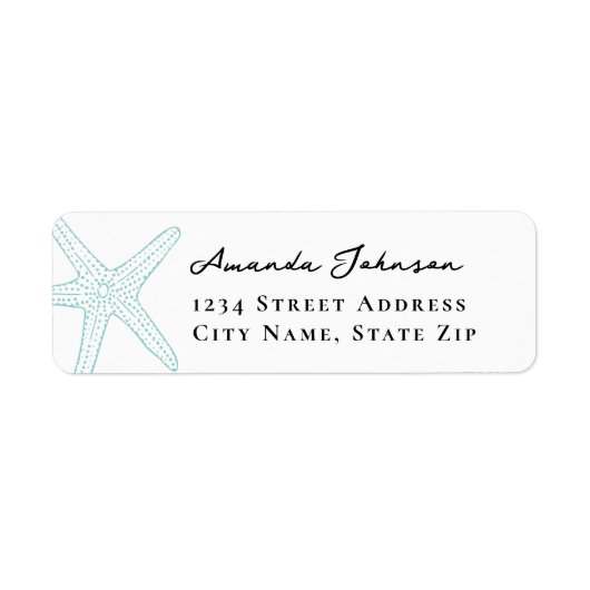 Modern Turquoise Zeester Retouradres Label (Voorkant)
