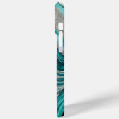 Modern Turquoise Zilver Elegant Marmer Case-Mate iPhone Case (Achterkant / Links)
