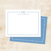 Modern Twee Initialen Lichtblauw Border Stationery Notitiekaartje