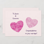 Modern Twin Hearts feliciteert u met uw bruiloft K Kaart (Voorkant / Achterkant)