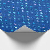 Modern Twinking Stars, Cobalt Blue en Turquoise Cadeaupapier (Hoek)