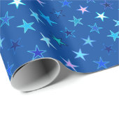 Modern Twinking Stars, Cobalt Blue en Turquoise Cadeaupapier (Rol Hoek)