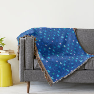 Modern Twinking Stars, Cobalt Blue en Turquoise Deken