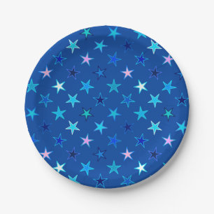 Modern Twinking Stars, Cobalt Blue en Turquoise Papieren Bordje