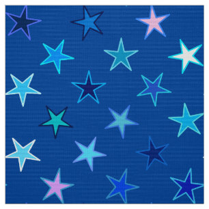 Modern Twinking Stars, Cobalt Blue en Turquoise Stof