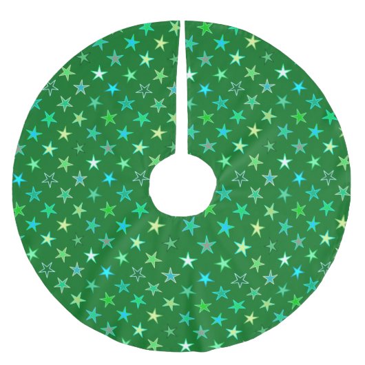 Modern Twinking Stars, Emerald and Lime Green Kerstboom Rok (Voorkant)