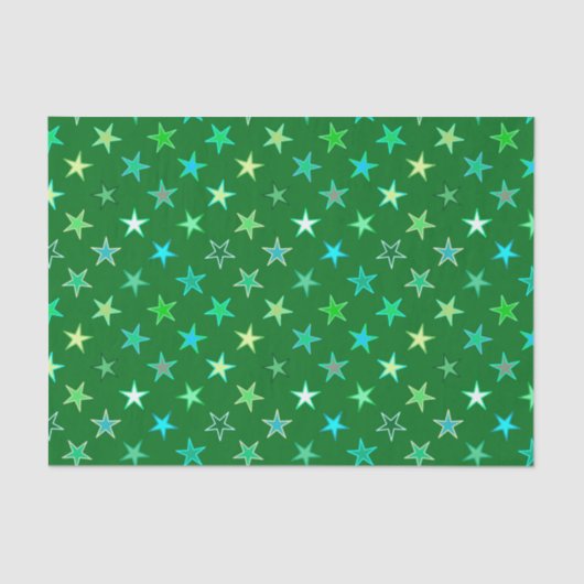 Modern Twinking Stars, Emerald and Lime Green Tissuepapier (Voorkant)
