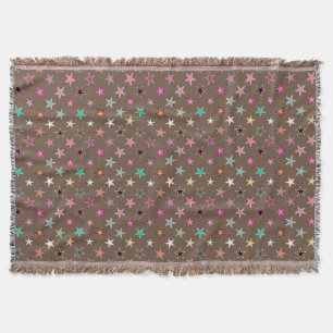 Modern Twinking Stars, Taupe Tan & multi Pastels Deken