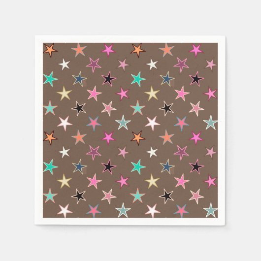 Modern Twinking Stars, Taupe Tan & multi Pastels Servetten (Voorkant)