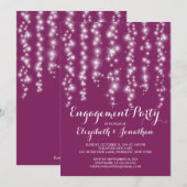 Modern Twinkle Lights Engagement Party Kaart (Voorkant / Achterkant)