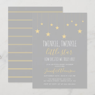 Modern Twinkle Little Star Baby shower Invitation Kaart