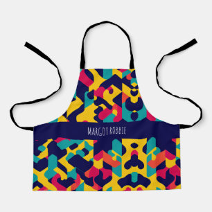 Modern Twitch Geel Blauw Roze Geometrisch Patroon Schort